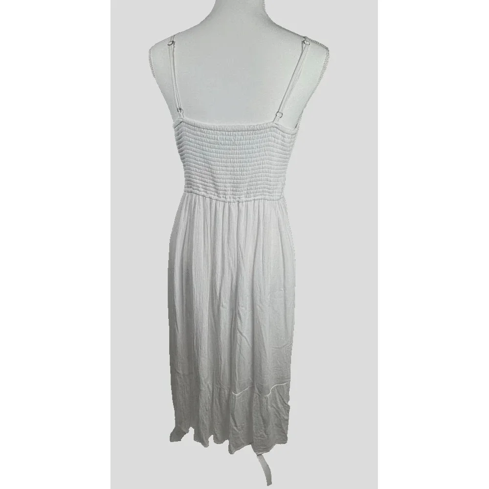 Hollister Maxi Dress Sz L White Beach Cottagecore Babydoll Coastal Cowgirl - Picture 2 of 6